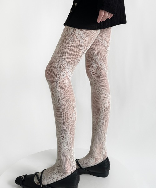 Nia(ニア)の「Nia(ニア)/フラワーレースタイツ ストッキング(タイツ/ストッキング・レディース・ブラウン/ホワイト/ブラック/ワイン・FREE)」の11枚目の写真