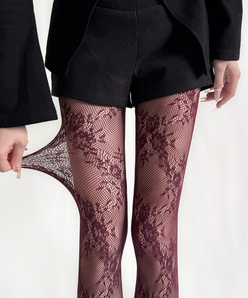 Nia(ニア)の「Nia(ニア)/フラワーレースタイツ ストッキング(タイツ/ストッキング・レディース・ブラウン/ホワイト/ブラック/ワイン・FREE)」の14枚目の写真