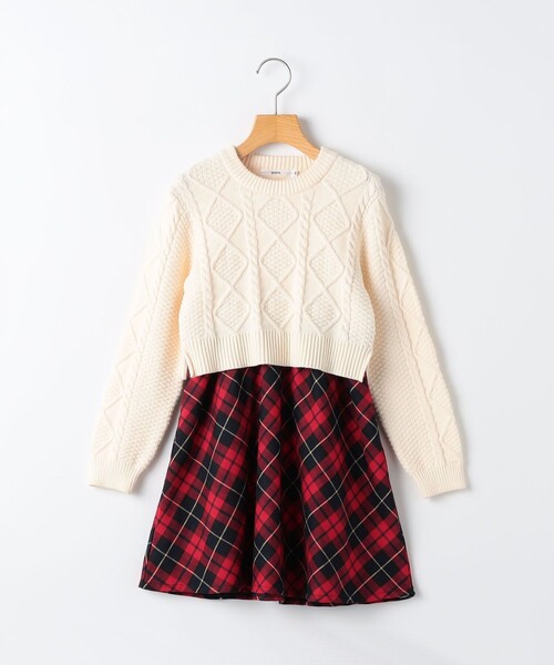 セール】SHIPS KIDS:90cm /〈洗濯機可能〉ケーブルニット ドッキング