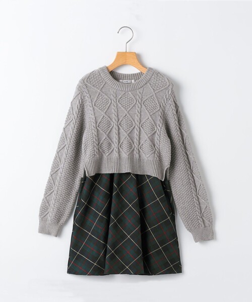 セール】SHIPS KIDS:90cm /〈洗濯機可能〉ケーブルニット ドッキング