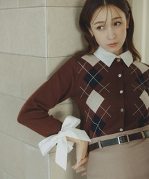 31 Sons de mode | 2025秋冬新作 レイヤード襟アーガイルカーディガン(カーディガン/ボレロ)