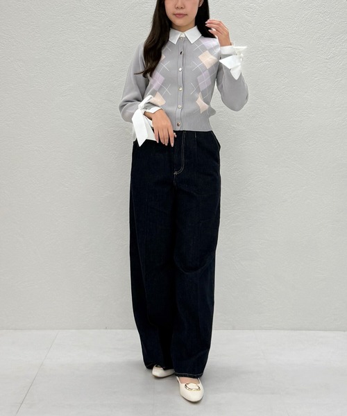 31 Sons de mode(トランテアン ソン ドゥ モード)の「2025秋冬新作 レイヤード襟アーガイルカーディガン(カーディガン/ボレロ・レディース・グレー/ブラウン/アイボリー・フリ-)」の11枚目の写真