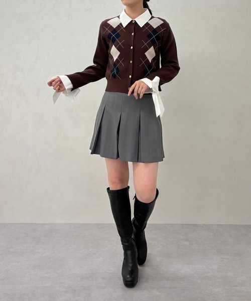 31 Sons de mode(トランテアン ソン ドゥ モード)の「2025秋冬新作 レイヤード襟アーガイルカーディガン(カーディガン/ボレロ・レディース・グレー/ブラウン/アイボリー・フリ-)」の17枚目の写真