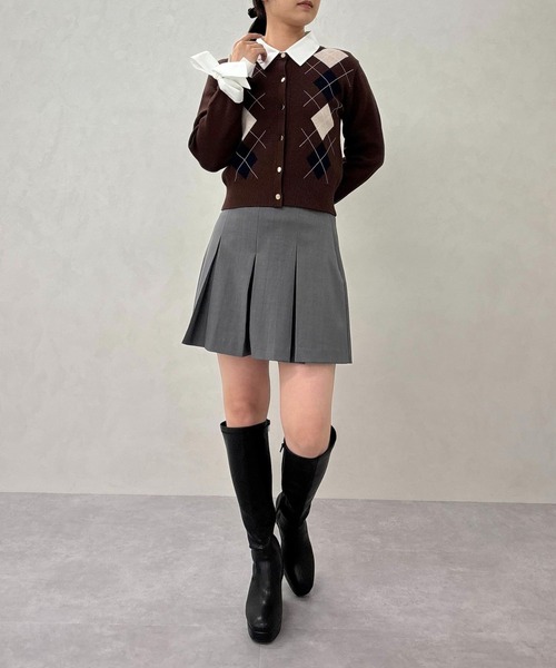 31 Sons de mode(トランテアン ソン ドゥ モード)の「2025秋冬新作 レイヤード襟アーガイルカーディガン(カーディガン/ボレロ・レディース・グレー/ブラウン/アイボリー・フリ-)」の16枚目の写真