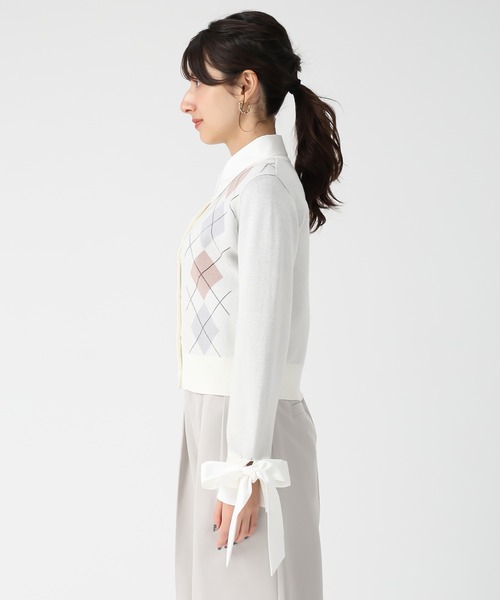 31 Sons de mode(トランテアン ソン ドゥ モード)の「2025秋冬新作 レイヤード襟アーガイルカーディガン(カーディガン/ボレロ・レディース・グレー/ブラウン/アイボリー・フリ-)」の19枚目の写真