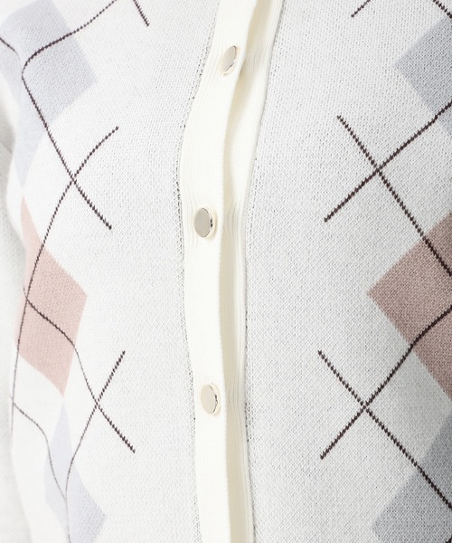 31 Sons de mode(トランテアン ソン ドゥ モード)の「2025秋冬新作 レイヤード襟アーガイルカーディガン(カーディガン/ボレロ・レディース・グレー/ブラウン/アイボリー・フリ-)」の5枚目の写真