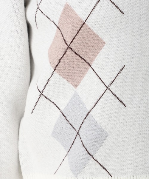 31 Sons de mode(トランテアン ソン ドゥ モード)の「2025秋冬新作 レイヤード襟アーガイルカーディガン(カーディガン/ボレロ・レディース・グレー/ブラウン/アイボリー・フリ-)」の8枚目の写真