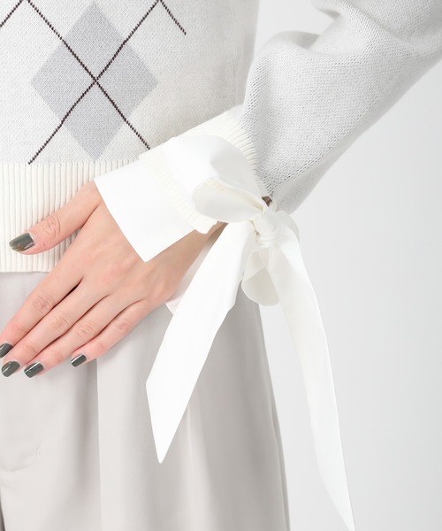 31 Sons de mode(トランテアン ソン ドゥ モード)の「2025秋冬新作 レイヤード襟アーガイルカーディガン(カーディガン/ボレロ・レディース・グレー/ブラウン/アイボリー・フリ-)」の6枚目の写真