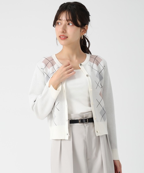 31 Sons de mode(トランテアン ソン ドゥ モード)の「2025秋冬新作 レイヤード襟アーガイルカーディガン(カーディガン/ボレロ・レディース・グレー/ブラウン/アイボリー・フリ-)」の9枚目の写真