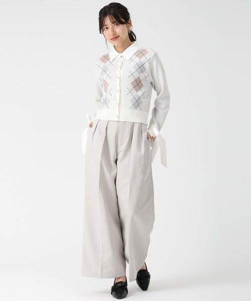 31 Sons de mode(トランテアン ソン ドゥ モード)の「2025秋冬新作 レイヤード襟アーガイルカーディガン(カーディガン/ボレロ・レディース・グレー/ブラウン/アイボリー・フリ-)」の10枚目の写真