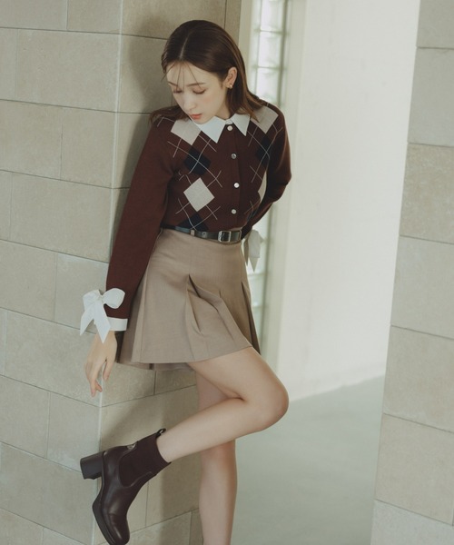 31 Sons de mode(トランテアン ソン ドゥ モード)の「2025秋冬新作 レイヤード襟アーガイルカーディガン(カーディガン/ボレロ・レディース・グレー/ブラウン/アイボリー・フリ-)」の21枚目の写真