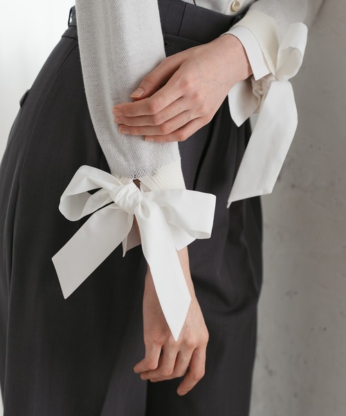 31 Sons de mode（トランテアン　ソン　ドゥ　モード）の「2025秋冬新作 レイヤード襟アーガイルカーディガン（カーディガン/ボレロ・レディース・グレー/ブラウン/アイボリー・ﾌﾘ-）」の22枚目の写真