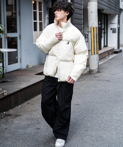 KANGOL(カンゴール)の「KANGOL カンゴール 別注コラボ オーバーサイズワンポイントロゴ刺繍ファイバーダウン中綿ジャケット(ダウンジャケット/コート・メンズ・チャコール/ネイビー/オフホワイト/ブラック・XL/M/L)」の7枚目の写真