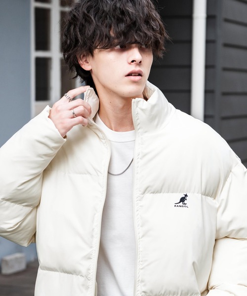 KANGOL(カンゴール)の「KANGOL カンゴール 別注コラボ オーバーサイズワンポイントロゴ刺繍ファイバーダウン中綿ジャケット(ダウンジャケット/コート・メンズ・チャコール/ネイビー/オフホワイト/ブラック・XL/M/L)」の10枚目の写真