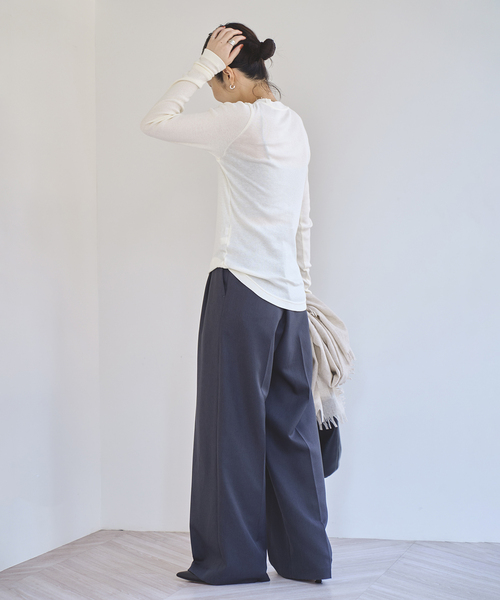 EMILY WEEK(エミリーウィーク)の「《追加》コットンカシミヤテレコクループルオーバー(Tシャツ/カットソー・レディース・ブラウン/オートミール/イエロー・FREE)」の7枚目の写真