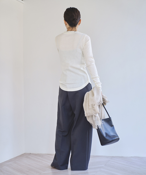 EMILY WEEK(エミリーウィーク)の「《追加》コットンカシミヤテレコクループルオーバー(Tシャツ/カットソー・レディース・ブラウン/オートミール/イエロー・FREE)」の8枚目の写真