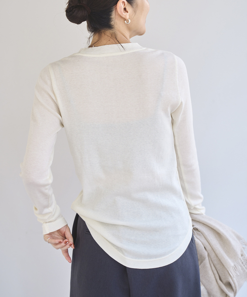 EMILY WEEK(エミリーウィーク)の「《追加》コットンカシミヤテレコクループルオーバー(Tシャツ/カットソー・レディース・ブラウン/オートミール/イエロー・FREE)」の11枚目の写真