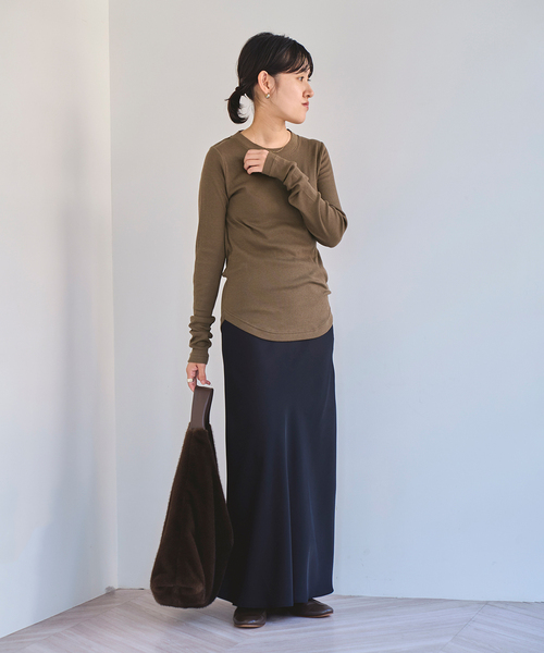 EMILY WEEK(エミリーウィーク)の「《追加》コットンカシミヤテレコクループルオーバー(Tシャツ/カットソー・レディース・ブラウン/オートミール/イエロー・FREE)」の13枚目の写真