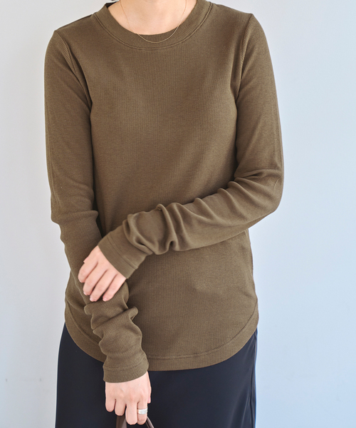 EMILY WEEK(エミリーウィーク)の「《追加》コットンカシミヤテレコクループルオーバー(Tシャツ/カットソー・レディース・ブラウン/オートミール/イエロー・FREE)」の15枚目の写真