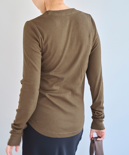 EMILY WEEK(エミリーウィーク)の「《追加》コットンカシミヤテレコクループルオーバー(Tシャツ/カットソー・レディース・ブラウン/オートミール/イエロー・FREE)」の18枚目の写真