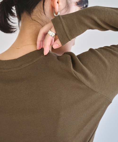 EMILY WEEK(エミリーウィーク)の「《追加》コットンカシミヤテレコクループルオーバー(Tシャツ/カットソー・レディース・ブラウン/オートミール/イエロー・FREE)」の19枚目の写真