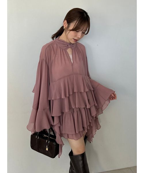 SNIDEL（スナイデル）の「リップルラインミニスカショーパン（その他パンツ・レディース・ローズ/ホワイト・0/1）」の2枚目の写真