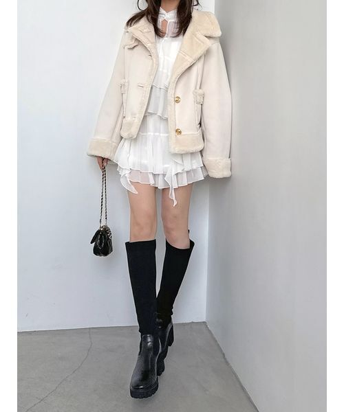 SNIDEL（スナイデル）の「リップルラインミニスカショーパン（その他パンツ・レディース・ローズ/ホワイト・0/1）」の7枚目の写真