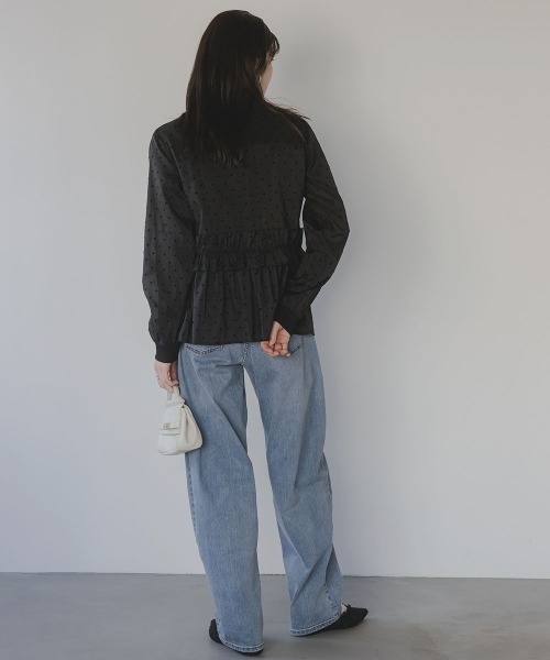 slattgir(スラットジール)の「高身長 シアードットフロッキーブラウス(トールサイズ)Essenave(シャツ/ブラウス・レディース・ブラック/ダークブラウン・TM/TL/TLL/T3L/T4L/T5L)」の18枚目の写真