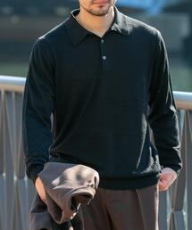 ニットポロシャツ」に該当するブラック/黒色系のファッション通販