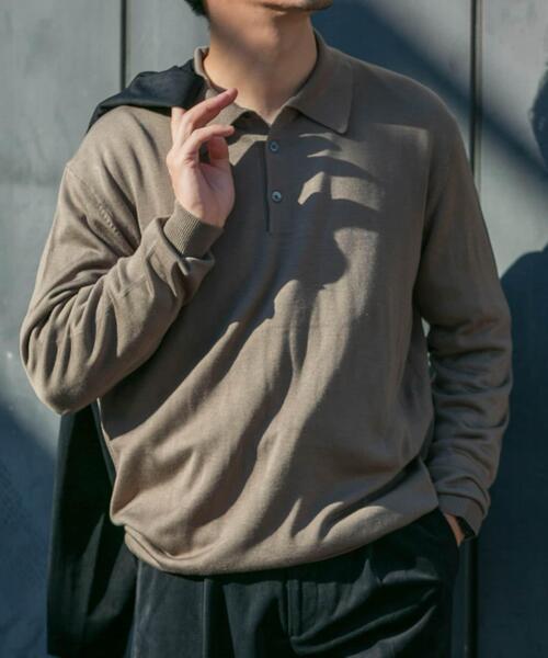 URBAN RESEARCH ROSSO MEN（アーバンリサーチロッソメン）の「『XLサイズあり』『UR TECH』ハイゲージニットポロシャツ（ニット/セーター・メンズ・ブラック/ネイビー/グレー/ベージュ・MEDIUM/X-LARGE/LARGE）」の10枚目の写真