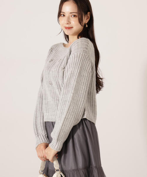 PROPORTION BODY DRESSING(プロポーションボディドレッシング)の「ビジュー付畔ニット / 1215270126(ニット/セーター・レディース・グレー系その他/ホワイト系その他/ブルー・FREE)」の6枚目の写真