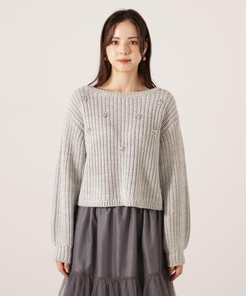 PROPORTION BODY DRESSING(プロポーションボディドレッシング)の「ビジュー付畔ニット / 1215270126(ニット/セーター・レディース・グレー系その他/ホワイト系その他/ブルー・FREE)」の8枚目の写真