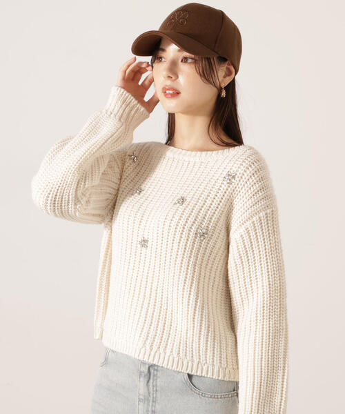 PROPORTION BODY DRESSING(プロポーションボディドレッシング)の「ビジュー付畔ニット / 1215270126(ニット/セーター・レディース・グレー系その他/ホワイト系その他/ブルー・FREE)」の18枚目の写真