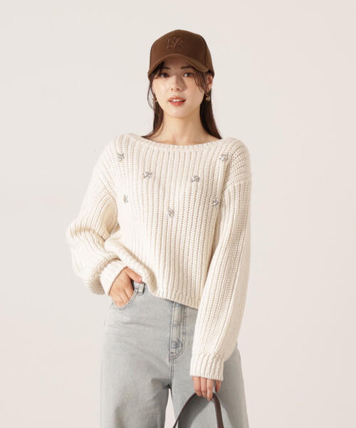 PROPORTION BODY DRESSING(プロポーションボディドレッシング)の「ビジュー付畔ニット / 1215270126(ニット/セーター・レディース・グレー系その他/ホワイト系その他/ブルー・FREE)」の21枚目の写真