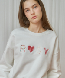 ROSY APPLIQUE CROP SWEATSHIRTS IVORY
