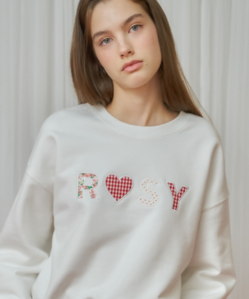 RONRON(ロンロン)の「ROSY APPLIQUE CROP SWEATSHIRTS IVORY(スウェット・レディース・その他・FREE)」の1枚目の写真