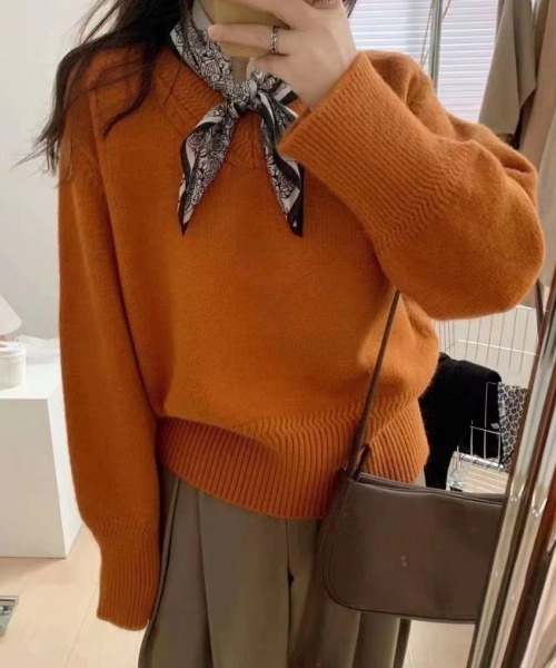 Beststore（ベストストア）の「Vネック オーバーサイズ ニット　セーター（ニット/セーター・レディース・ホワイト/ピンク/ベージュ/グレー/ダークグリーン/ブラック/カーキ・FREE）」の20枚目の写真