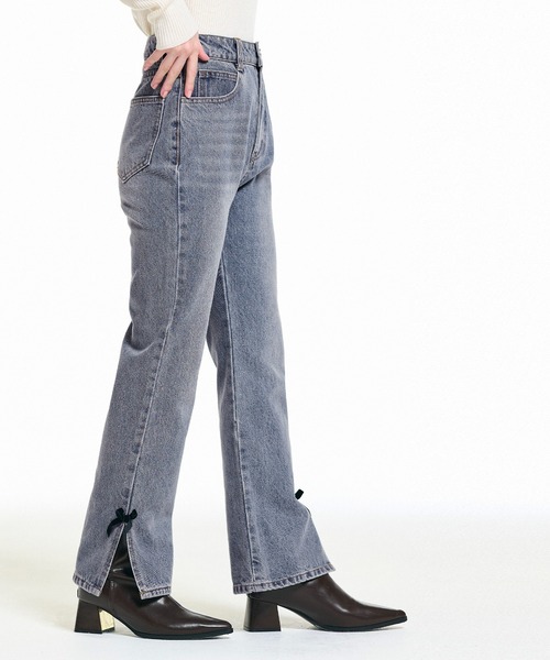coca（coca）（コカ）の「ベロアリボンデニム（デニムパンツ・レディース・ライトブルー・L/M/S）」の3枚目の写真