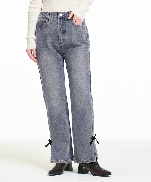 coca（coca）（コカ）の「ベロアリボンデニム（デニムパンツ・レディース・ライトブルー・L/M/S）」の7枚目の写真