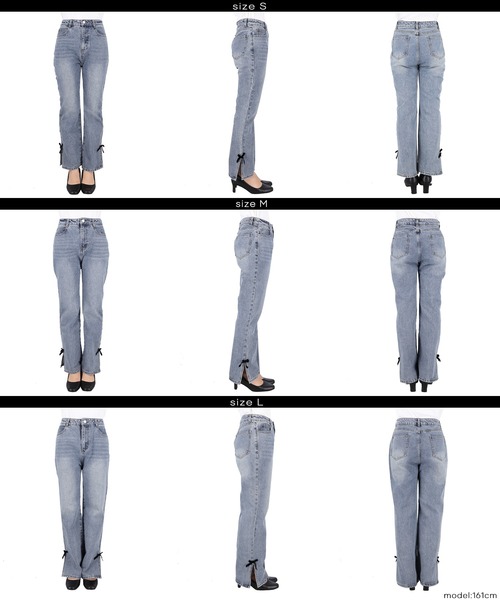 coca（coca）（コカ）の「ベロアリボンデニム（デニムパンツ・レディース・ライトブルー・L/M/S）」の9枚目の写真