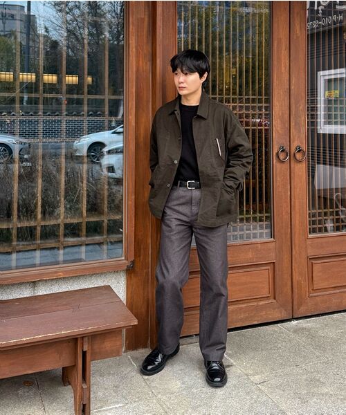 MUSINSA STANDARD（ムシンサスタンダード）の「デニムライクオフィサーパンツ[ブラウン]（スラックス・メンズ・その他・27/28/29/34/32/30/31/33/26/40/38/42/36）」の13枚目の写真