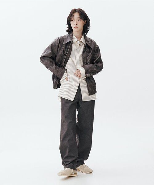 MUSINSA STANDARD（ムシンサスタンダード）の「デニムライクオフィサーパンツ[ブラウン]（スラックス・メンズ・その他・27/28/29/34/32/30/31/33/26/40/38/42/36）」の2枚目の写真