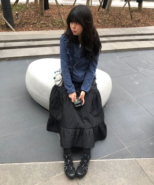 TYPESERVICE（タイプサービス）の「Ruffled Stripe Zip Hoodie [Blue]（パーカー・レディース・その他・FREE）」の4枚目の写真