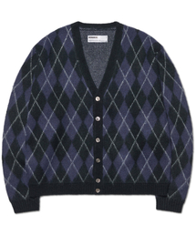 ARGYLE HAIRY CARDIGAN - DARK NAVY