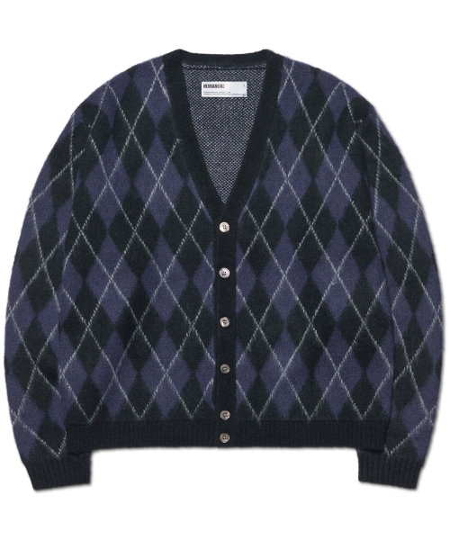 NOMANUAL(NOMANUAL)の「ARGYLE HAIRY CARDIGAN - DARK NAVY(カーディガン/ボレロ・レディース・その他・MEDIUM/LARGE/X-LARGE)」の1枚目の写真
