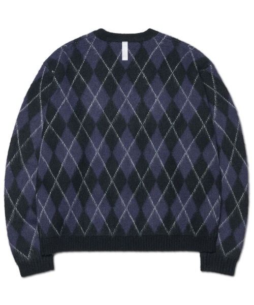 NOMANUAL(NOMANUAL)の「ARGYLE HAIRY CARDIGAN - DARK NAVY(カーディガン/ボレロ・レディース・その他・MEDIUM/LARGE/X-LARGE)」の2枚目の写真