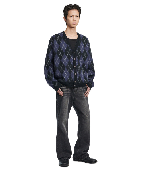 NOMANUAL(NOMANUAL)の「ARGYLE HAIRY CARDIGAN - DARK NAVY(カーディガン/ボレロ・レディース・その他・MEDIUM/LARGE/X-LARGE)」の3枚目の写真