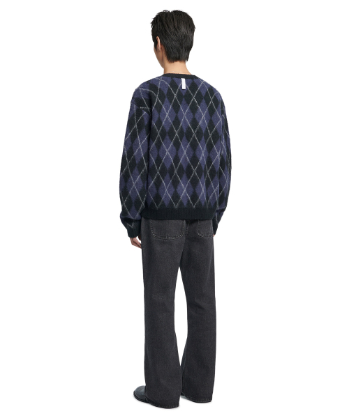 NOMANUAL(NOMANUAL)の「ARGYLE HAIRY CARDIGAN - DARK NAVY(カーディガン/ボレロ・レディース・その他・MEDIUM/LARGE/X-LARGE)」の4枚目の写真