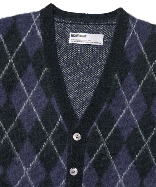 NOMANUAL(NOMANUAL)の「ARGYLE HAIRY CARDIGAN - DARK NAVY(カーディガン/ボレロ・レディース・その他・MEDIUM/LARGE/X-LARGE)」の5枚目の写真