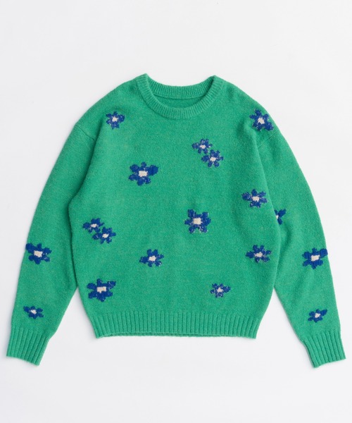 MAISON SPECIAL（メゾンスペシャル）の「Many Flower Knit Pullover/メニーフラワーニットプルオーバー（ニット/セーター・レディース・ブラック/グリーン/イエロー・FREE）」の10枚目の写真